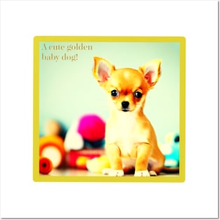 A Cute Golden Baby Dog Posters and Art